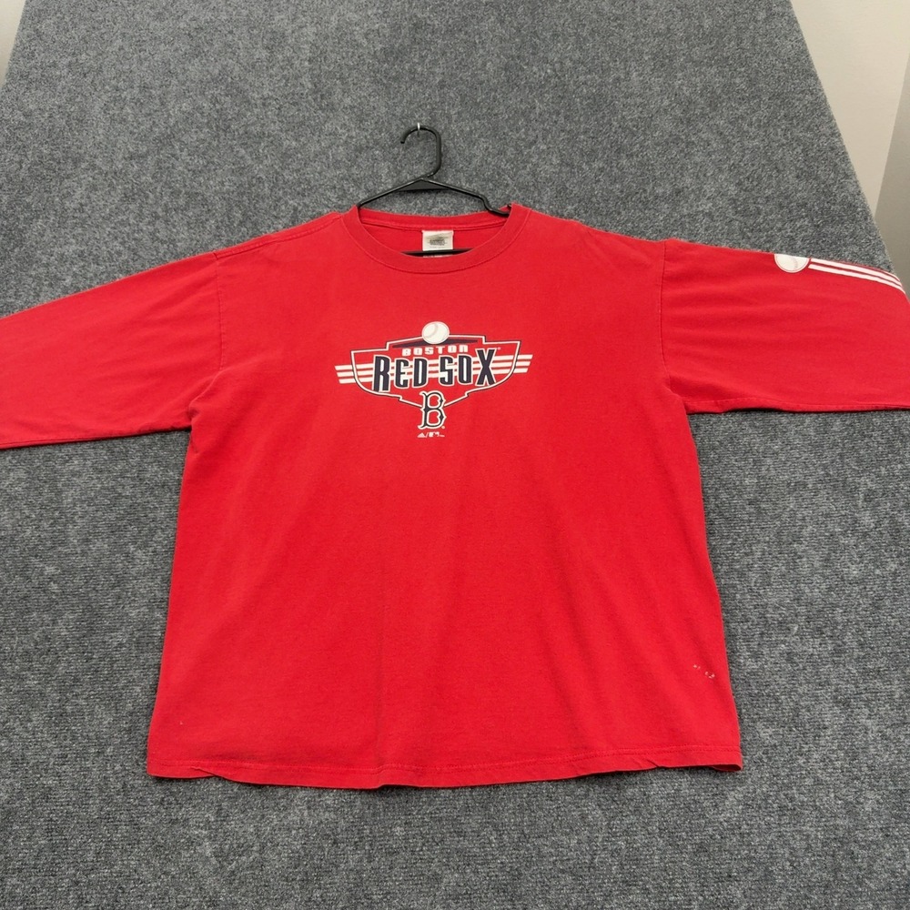 Vintage Boston Red Sox Adidas Shirt Mens L Red Cotton Long Sleeve Graphic Sporty